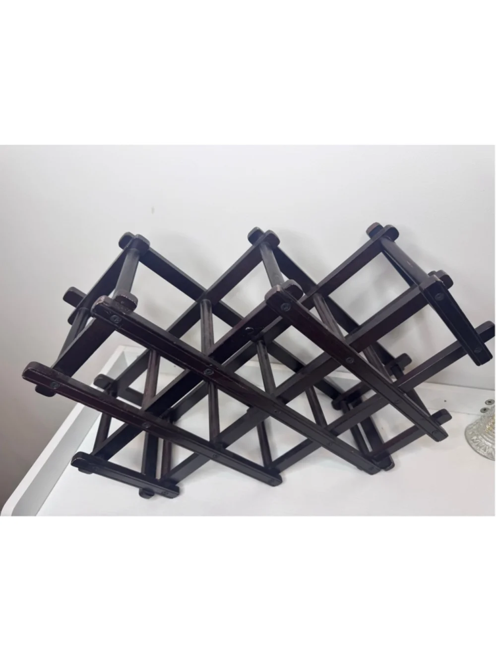 Wooden accordion stile Wine Rack - Brown - One Size